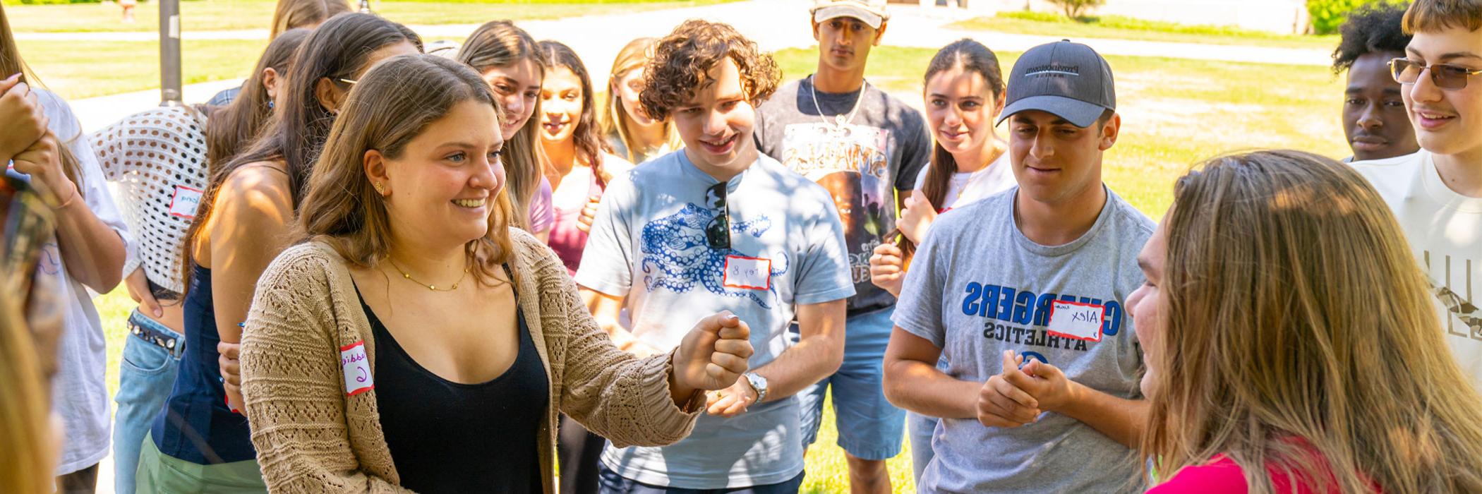 Image of students engaging during an orientation event.