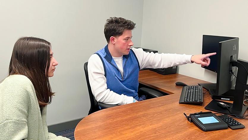 Image of students in the new Red Fox Financial offices.